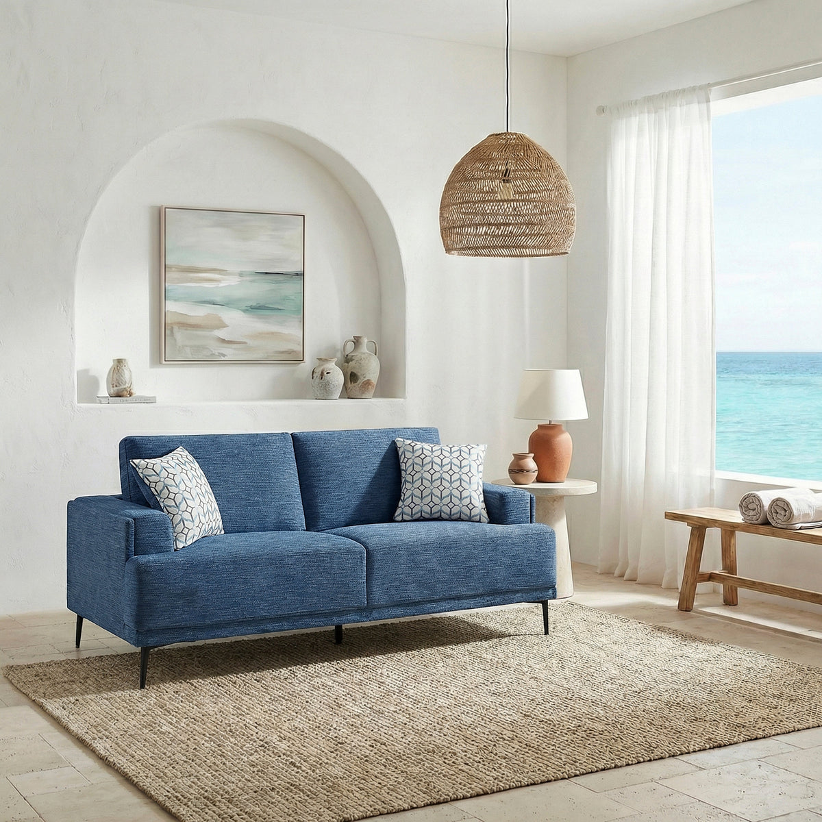 Stride Blue Chenille Sofa by Homelegance at Eve Furniture