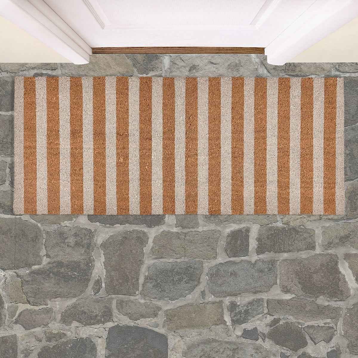 Striped Ivory/Natural 24x57 Doormat by Classic Home at Eve Furniture
