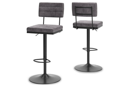 Strumford Gray/Black Bar Height Barstool, Set of 2 by Ashley at Eve Furniture