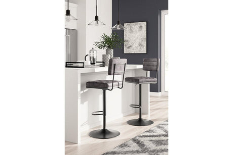 Strumford Gray/Black Bar Height Barstool, Set of 2 by Ashley at Eve Furniture