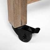 Stuart I Brown Solid Wood Top Two-Tier Black Metal Rolling Kitchen Island by Mercana at Eve Furniture