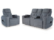 Studio Cave Steel Power Reclining Loveseat and Power Recliner by Ashley at Eve Furniture
