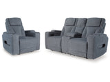 Studio Cave Steel Power Reclining Loveseat and Power Recliner by Ashley at Eve Furniture