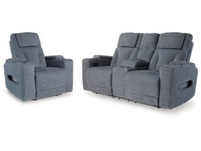 Studio Cave Steel Power Reclining Loveseat and Power Recliner by Ashley at Eve Furniture