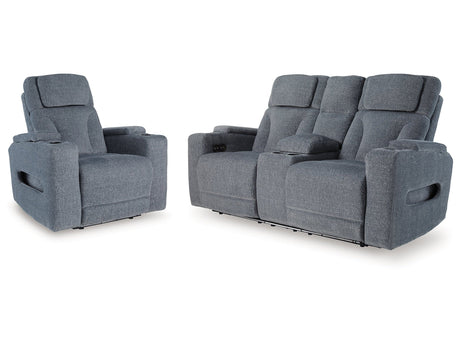 Studio Cave Steel Power Reclining Loveseat and Power Recliner by Ashley at Eve Furniture