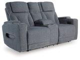 Studio Cave Steel Power Reclining Loveseat with Console by Ashley at Eve Furniture