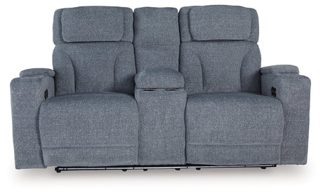 Studio Cave Steel Power Reclining Loveseat with Console by Ashley at Eve Furniture