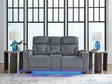 Studio Cave Steel Power Reclining Loveseat with Console by Ashley at Eve Furniture