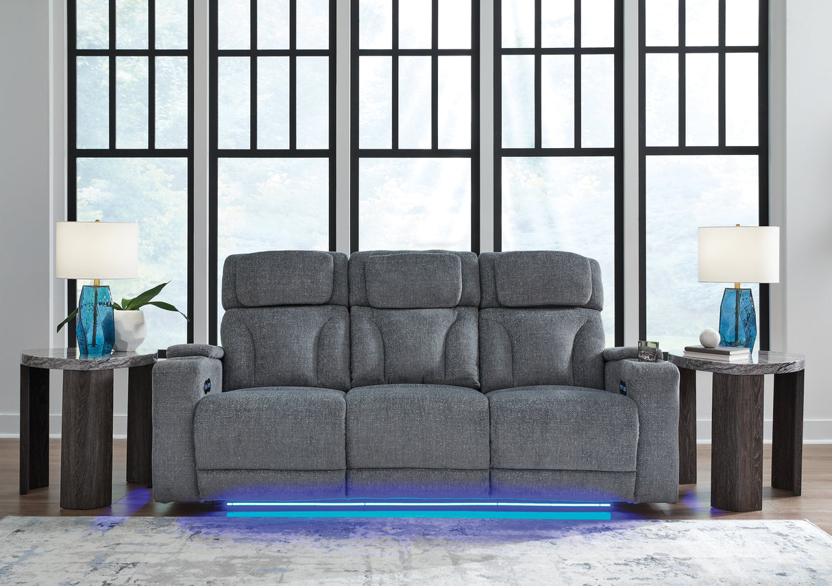 Studio Cave Steel Power Reclining Sofa and Loveseat by Ashley at Eve Furniture