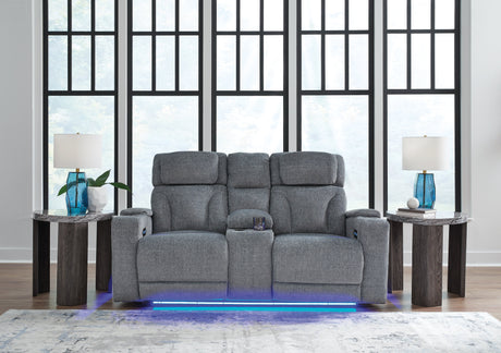 Studio Cave Steel Power Reclining Sofa and Loveseat by Ashley at Eve Furniture