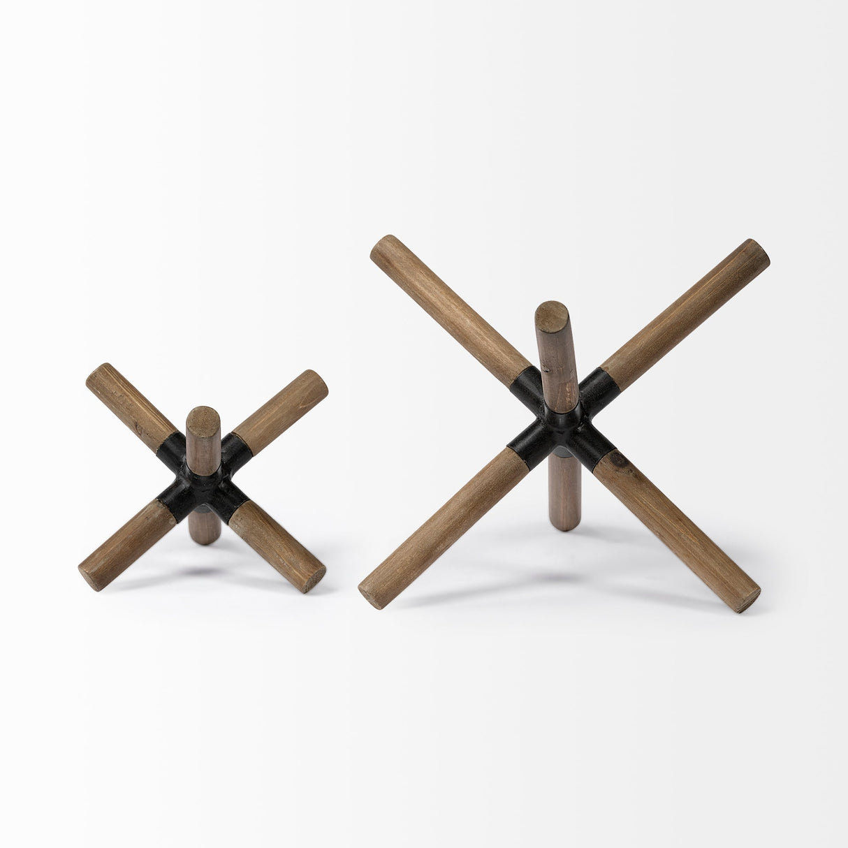 Stuhrling I (Small) Brown Wood W/ Black Metal Jack by Mercana at Eve Furniture