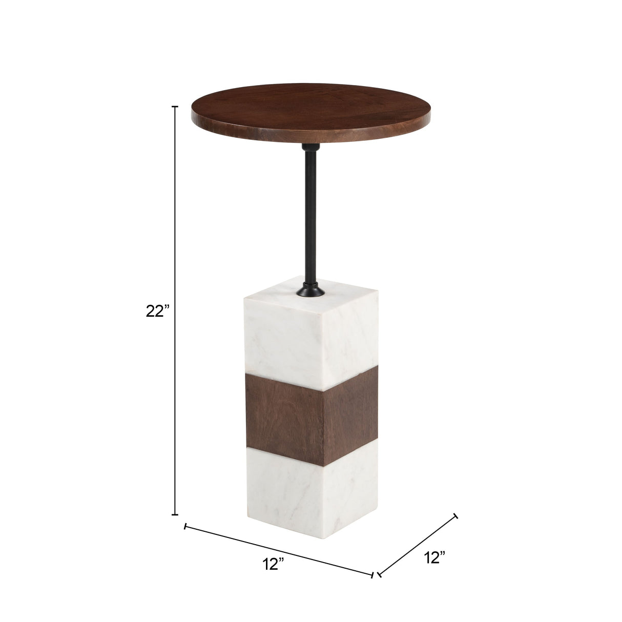 Stuk Brown & White Side Table by Zuomod at Eve Furniture