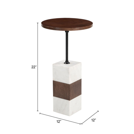 Stuk Brown & White Side Table by Zuomod at Eve Furniture