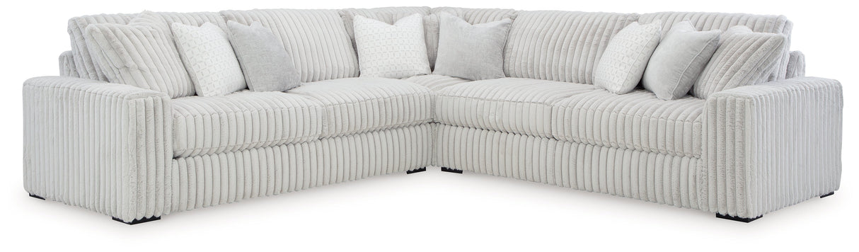 Stupendous 3-Piece Sectional with Ottoman in Alloy by Ashley at Eve Furniture