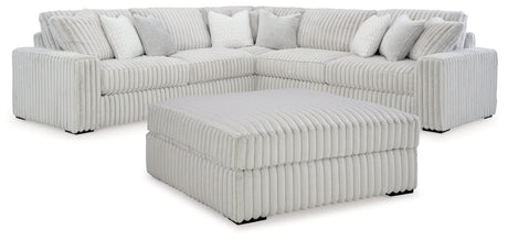 Stupendous 3-Piece Sectional with Ottoman in Alloy by Ashley at Eve Furniture
