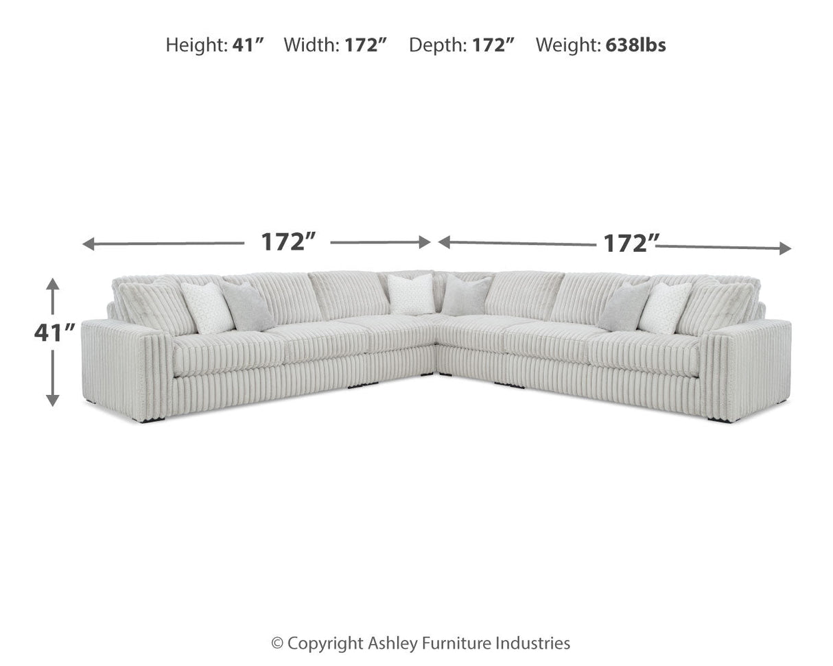 Stupendous 5-Piece Sectional with Ottoman in Alloy by Ashley at Eve Furniture