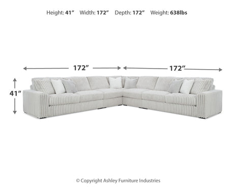 Stupendous 5-Piece Sectional with Ottoman in Alloy by Ashley at Eve Furniture