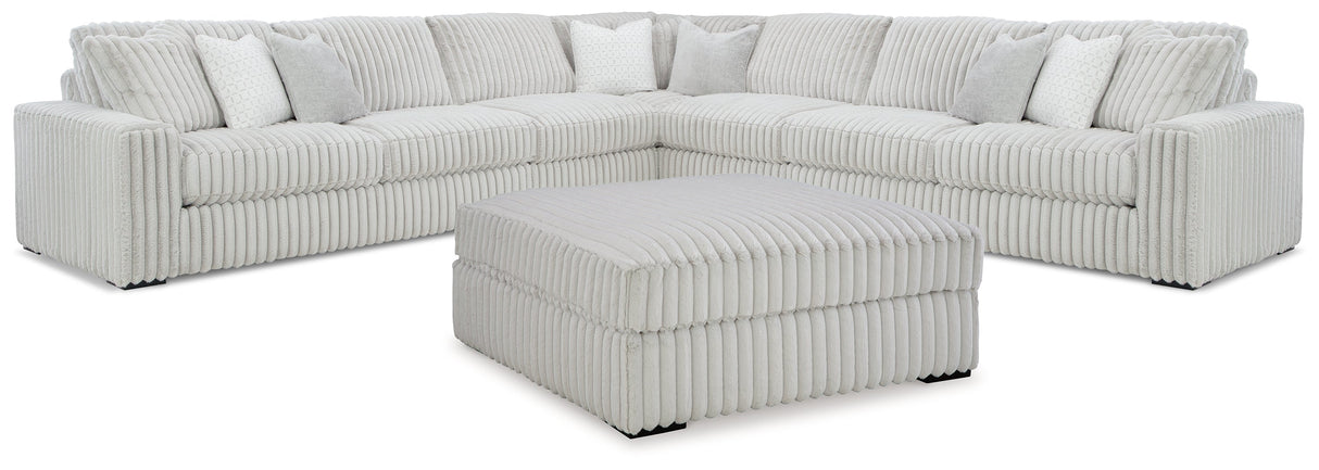 Stupendous 5-Piece Sectional with Ottoman in Alloy by Ashley at Eve Furniture
