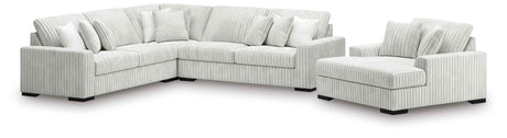 Stupendous Alloy 3-Piece Sectional and Oversized Chaise by Ashley at Eve Furniture