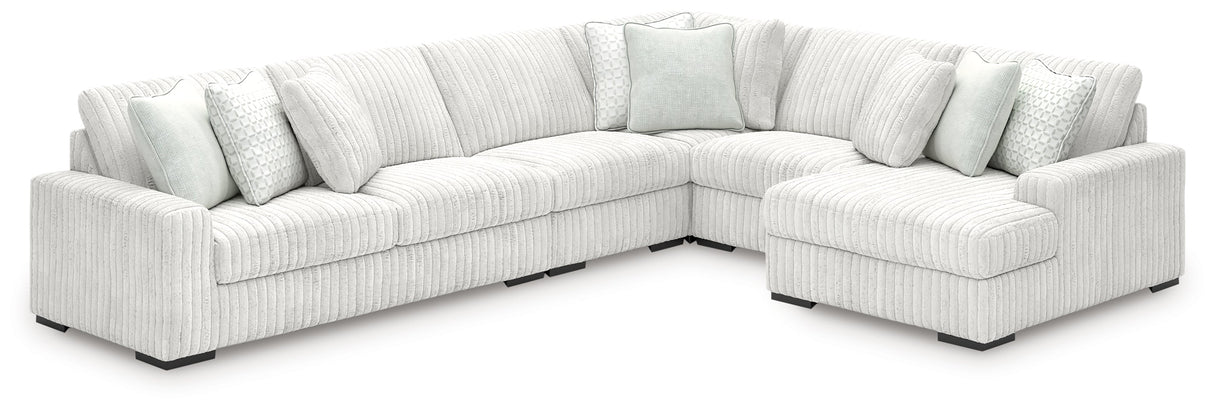 Stupendous Alloy 5-Piece Right Arm Facing Chaise Sectional by Ashley at Eve Furniture