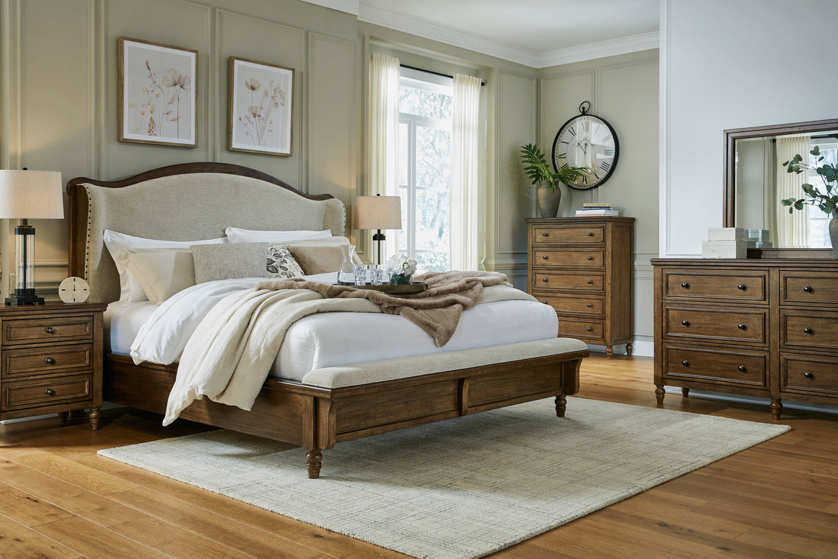 Sturlayne Brown Upholstered Panel Bedroom Set by Ashley at Eve Furniture