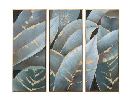 Stylized Palms Blue/Gold Canvas by Crestview at Eve Furniture