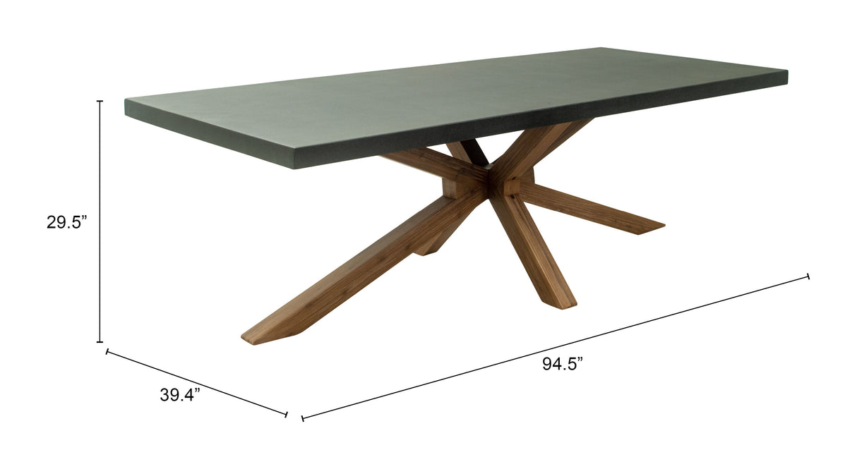 Suan Gray Outdoor Rectangular Dining Table by Zuomod at Eve Furniture
