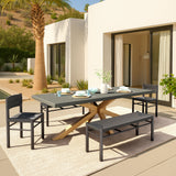 Suan Gray Outdoor Rectangular Dining Table by Zuomod at Eve Furniture