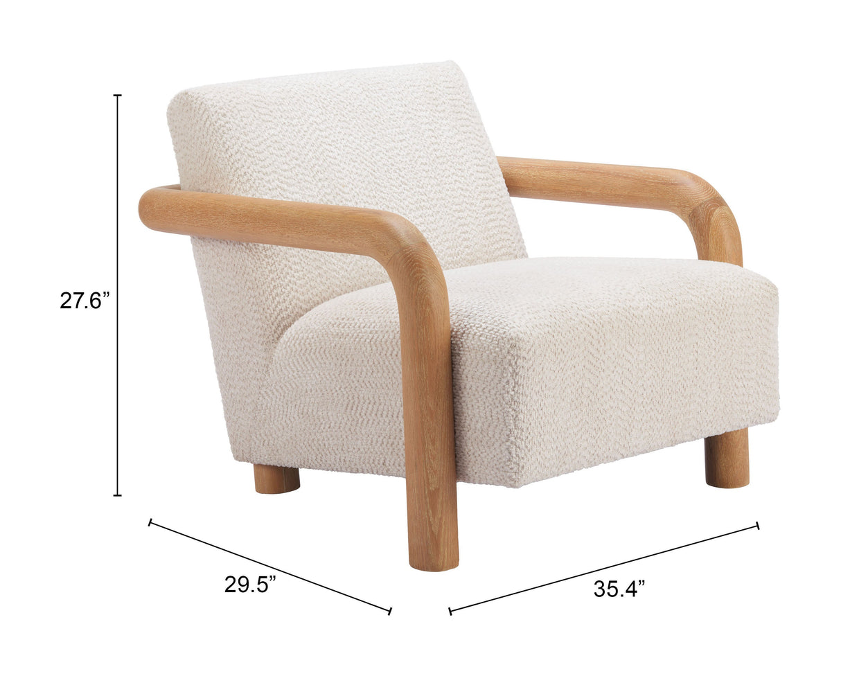 Subliem Cotton White Accent Chair by Zuomod at Eve Furniture