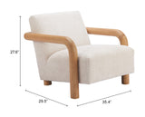 Subliem Cotton White Accent Chair by Zuomod at Eve Furniture