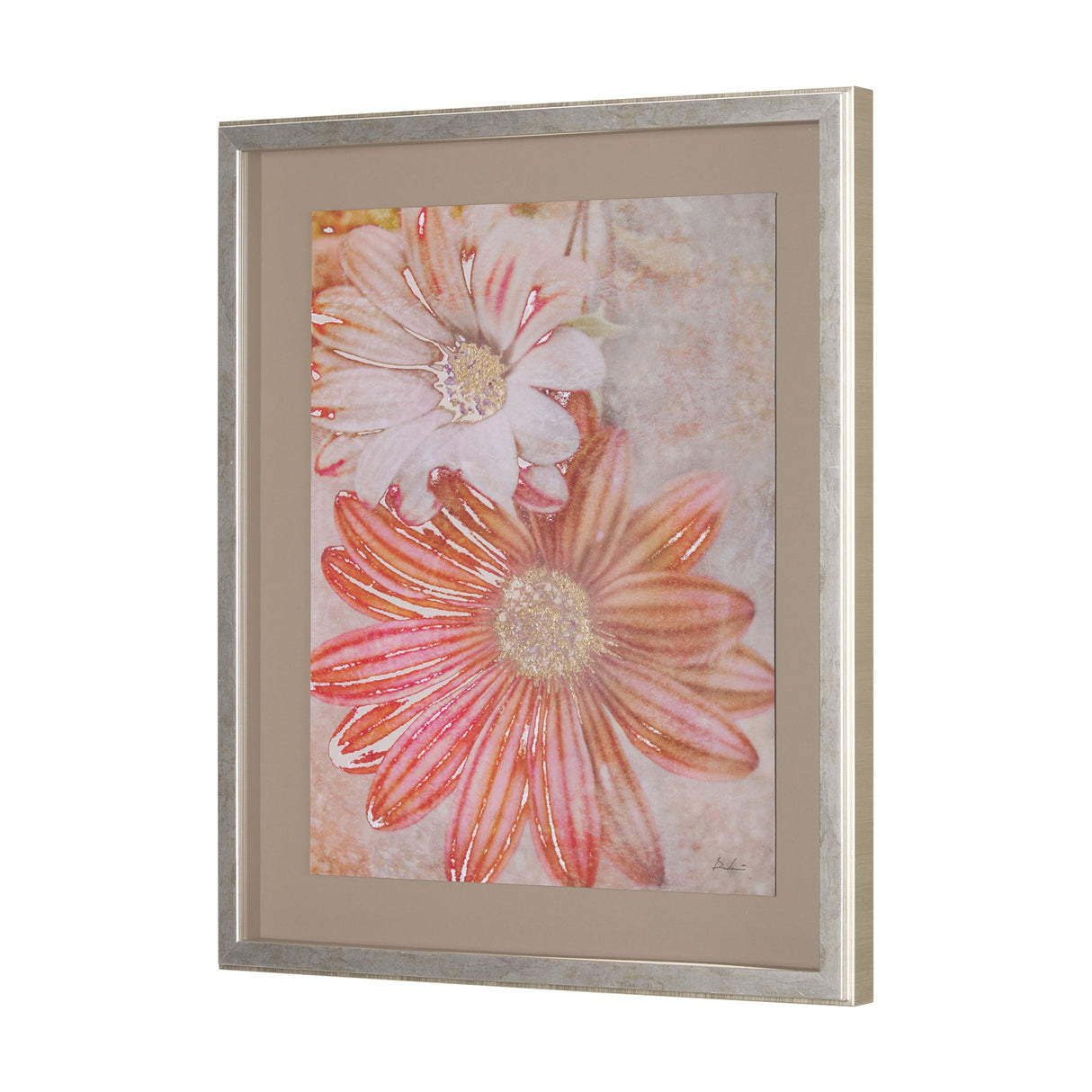 Subtle Florals I by Mercana Studio a Hand Embelished Textured Framed Art Print Matted under Glass by Mercana at Eve Furniture