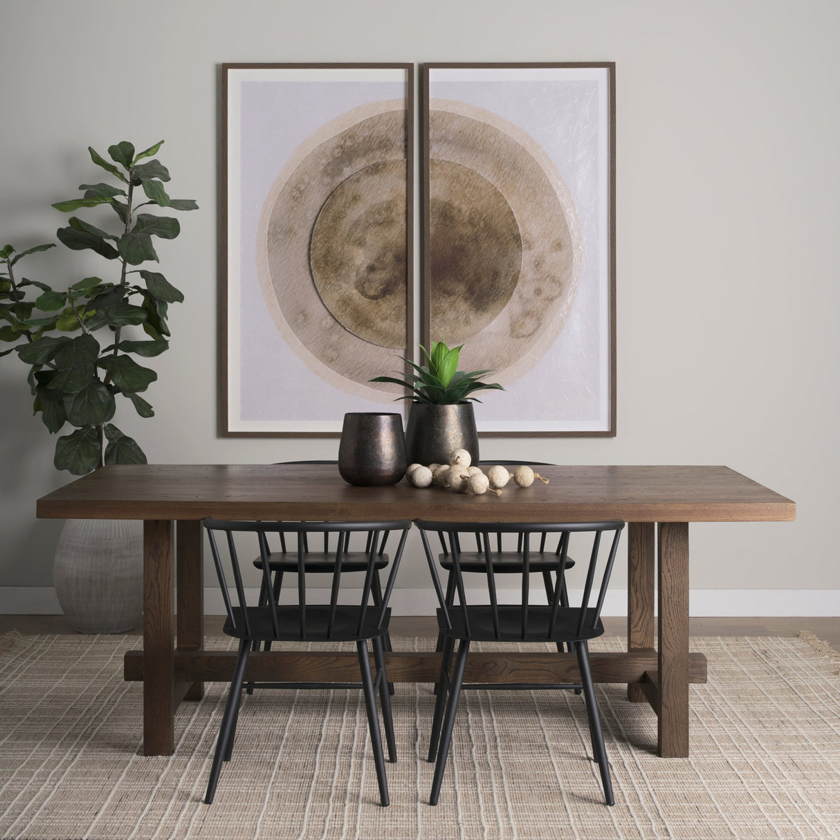 Suke Medium Brown Rectangular Oak Dining Table by Mercana at Eve Furniture