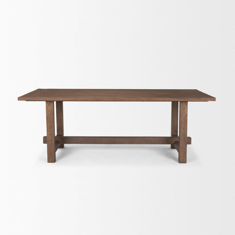 Suke Medium Brown Rectangular Oak Dining Table by Mercana at Eve Furniture