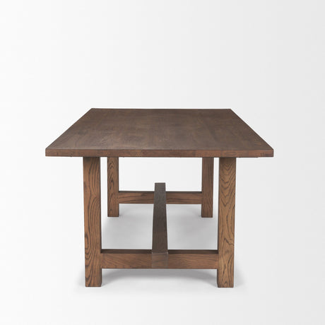 Suke Medium Brown Rectangular Oak Dining Table by Mercana at Eve Furniture