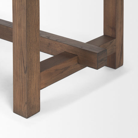 Suke Medium Brown Rectangular Oak Dining Table by Mercana at Eve Furniture