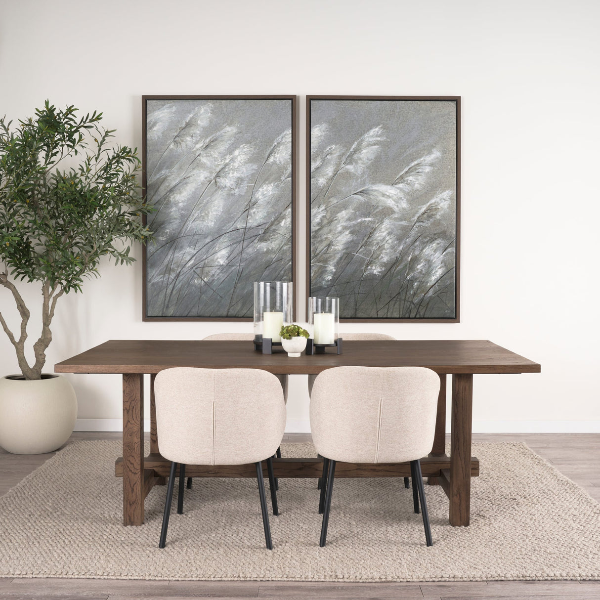 Suke Medium Brown Rectangular Oak Dining Table by Mercana at Eve Furniture