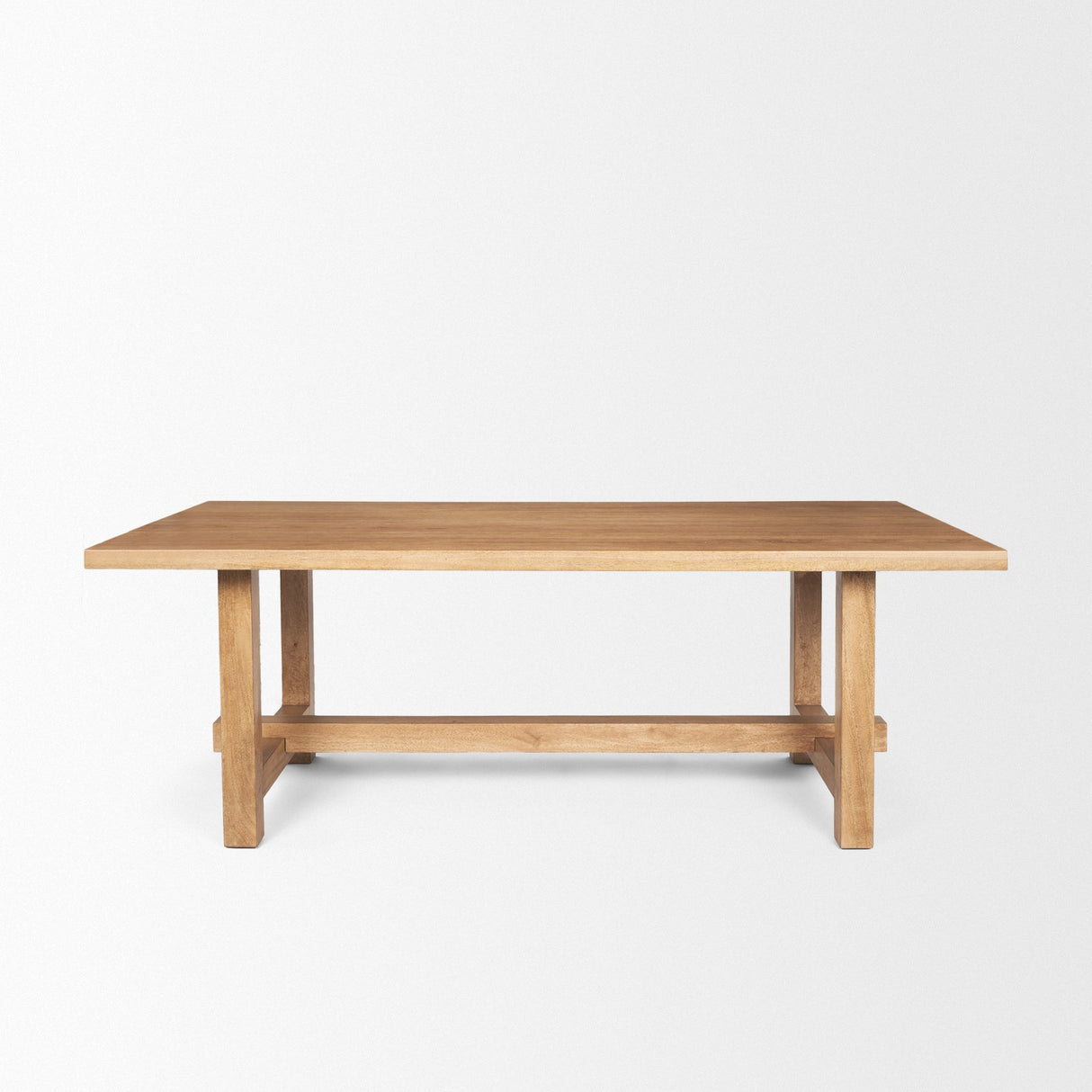 Suke Rectangular Natural Wood Trestle Dining Table by Mercana at Eve Furniture