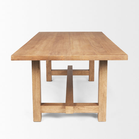 Suke Rectangular Natural Wood Trestle Dining Table by Mercana at Eve Furniture