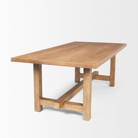 Suke Rectangular Natural Wood Trestle Dining Table by Mercana at Eve Furniture