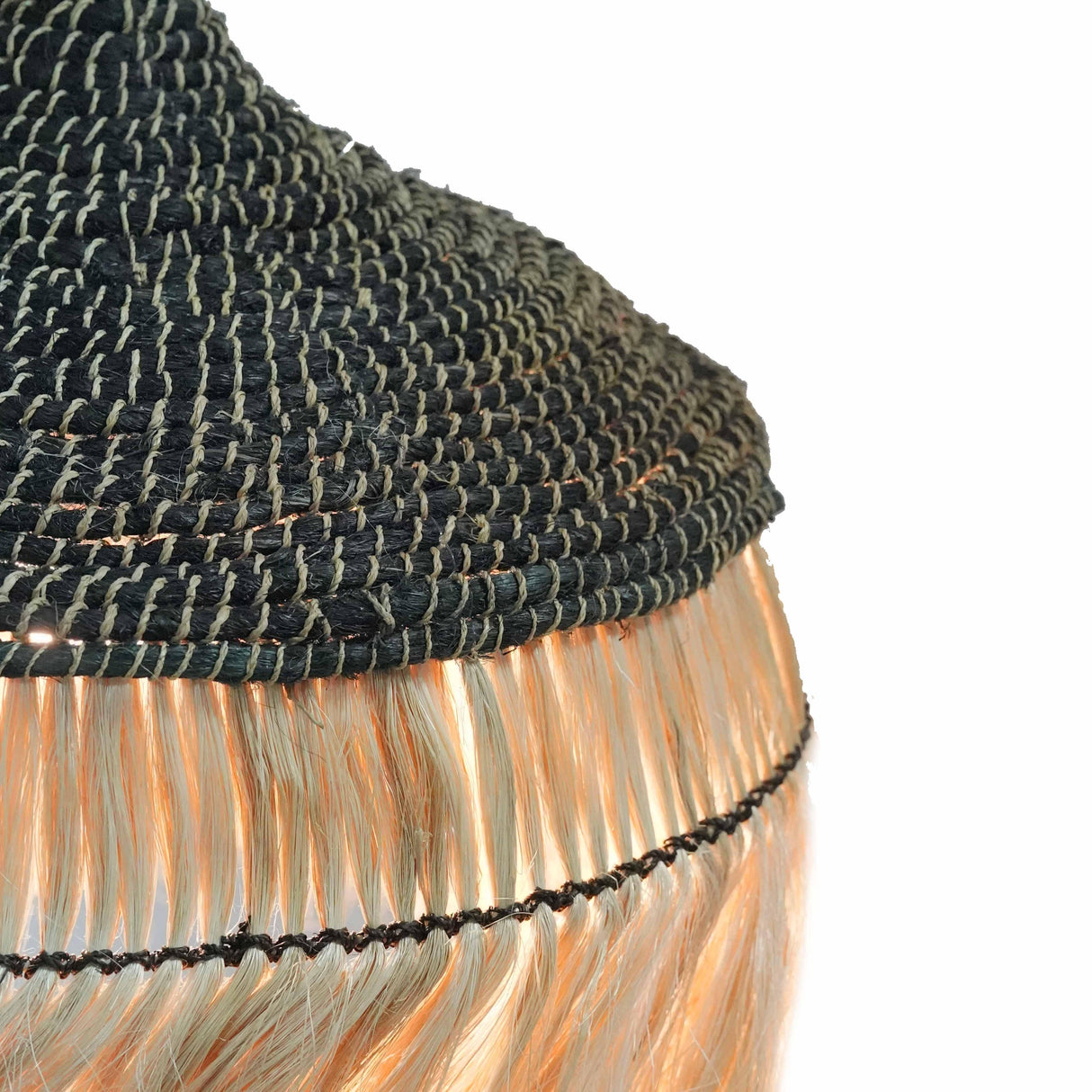 Sula Natural and Black Upcycled Abaca Pendant Lamp by TOV Furniture at Eve Furniture