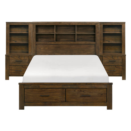 Sullivan Brown California King Bookcase Storage Platform Bed by Homelegance at Eve Furniture
