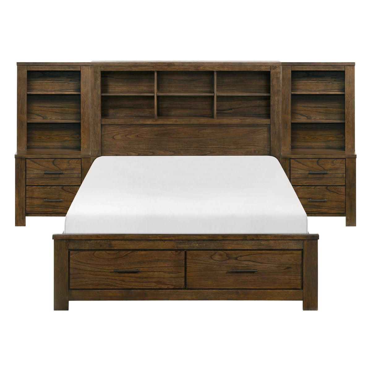 Sullivan Brown King Platform Bed with 2 Nightstands by Homelegance at Eve Furniture