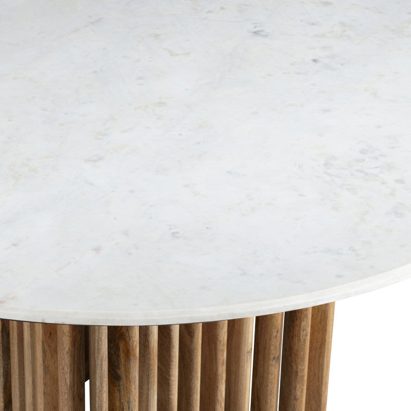 Sullivan Brown/White Round Marble Dining Table by Crestview at Eve Furniture