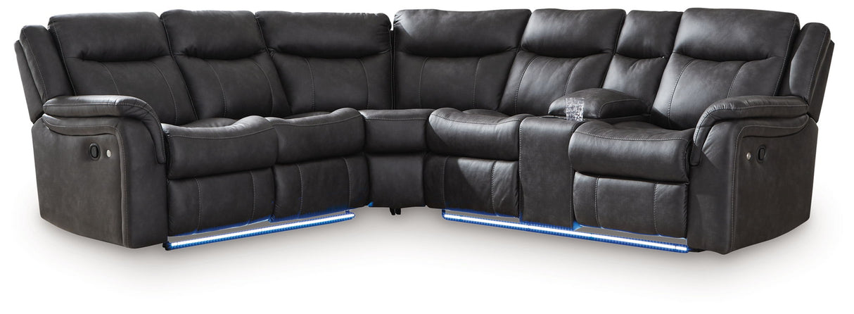 Sultan Meadow Carbon 2-Piece Manual Reclining Sectional by Ashley at Eve Furniture