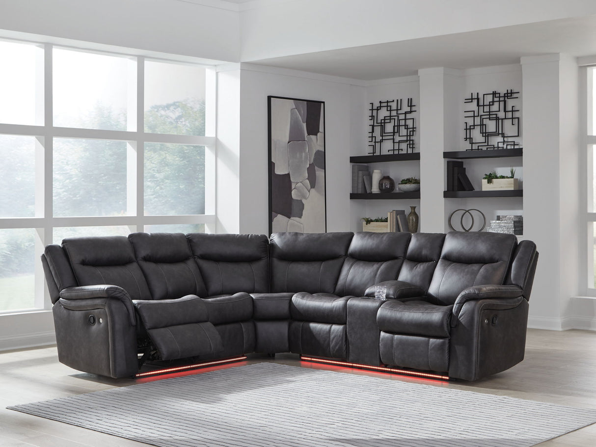 Sultan Meadow Carbon 2-Piece Manual Reclining Sectional by Ashley at Eve Furniture