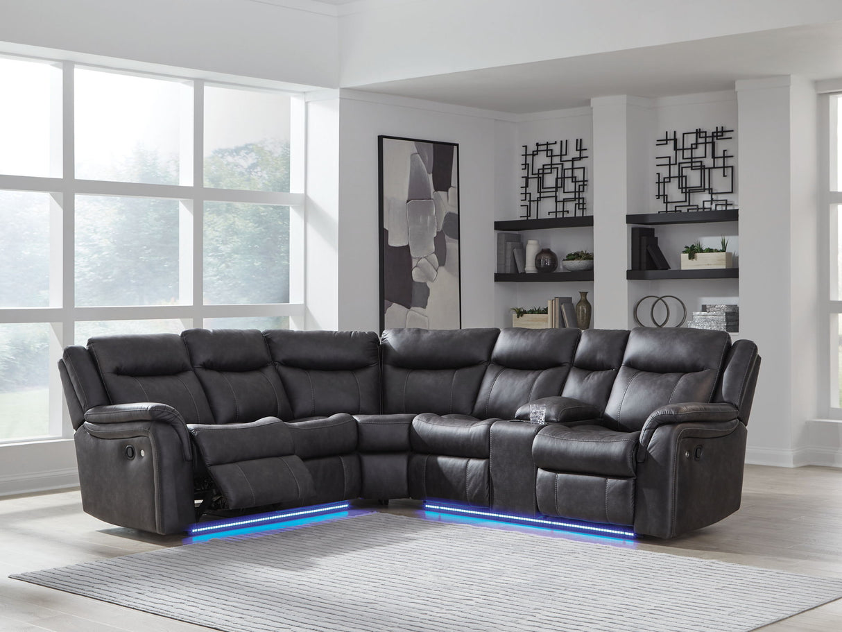 Sultan Meadow Carbon 2-Piece Manual Reclining Sectional by Ashley at Eve Furniture