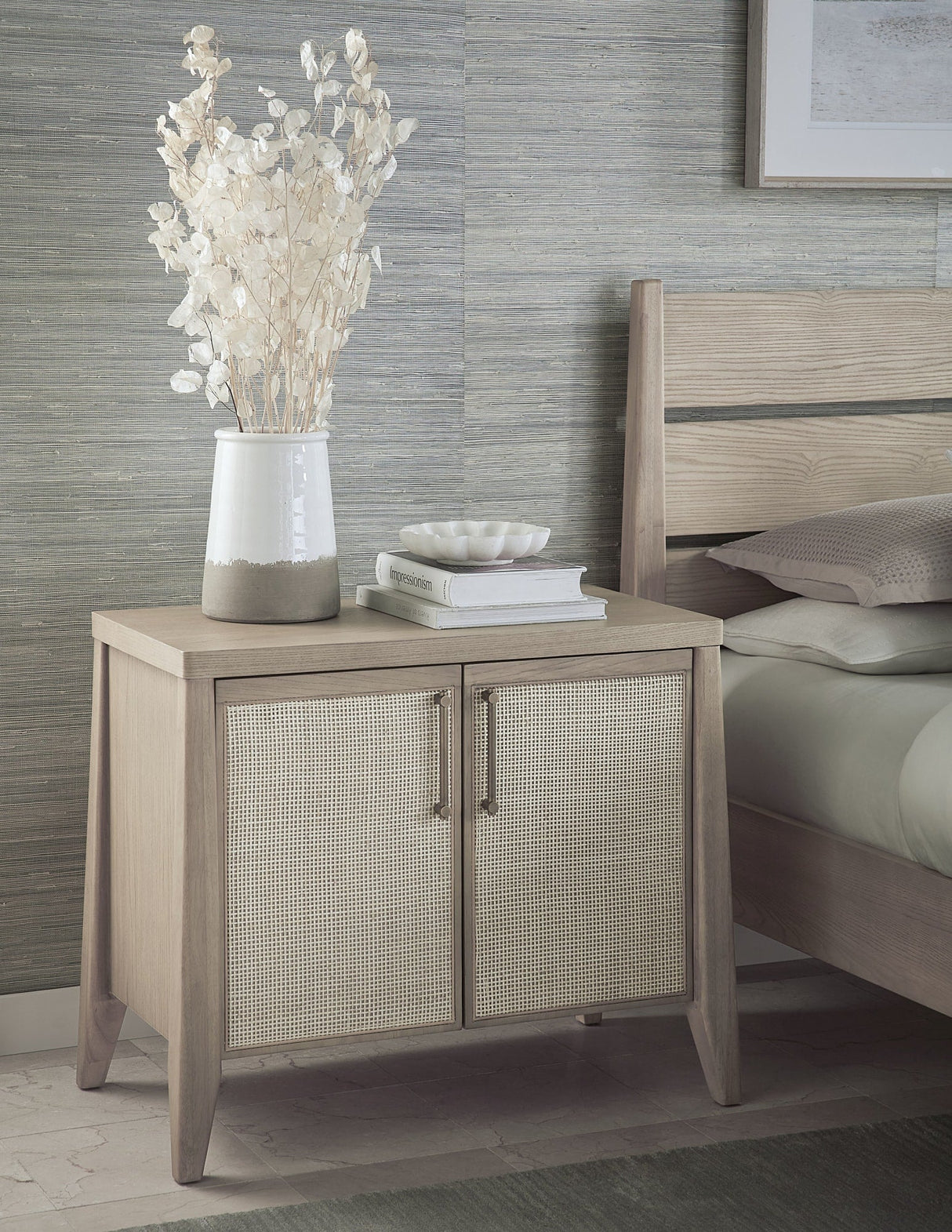 Sumire Ginger/Natural Cane Two Door Ash Wood Bachelor Chest by Modus Furniture at Eve Furniture