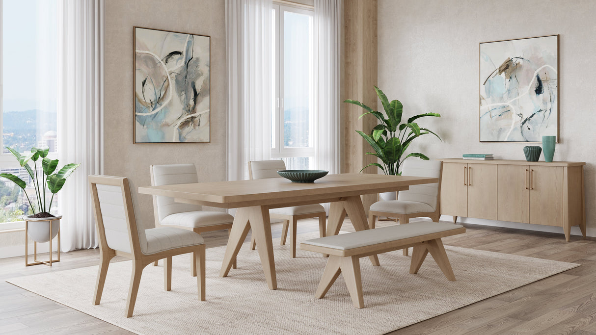 Sumire Upholstered Bench in Ginger and Natural Linen by Modus Furniture at Eve Furniture
