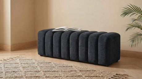 Summer Black Chenille Upholstered Channel Accent Bench by Coaster at Eve Furniture