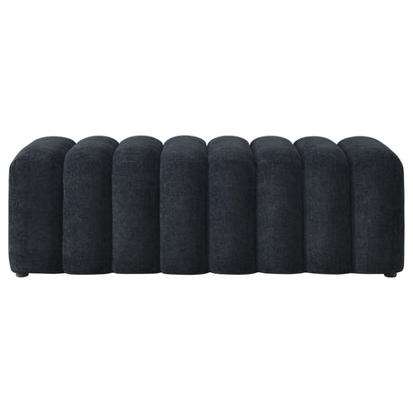 Summer Black Chenille Upholstered Channel Accent Bench by Coaster at Eve Furniture